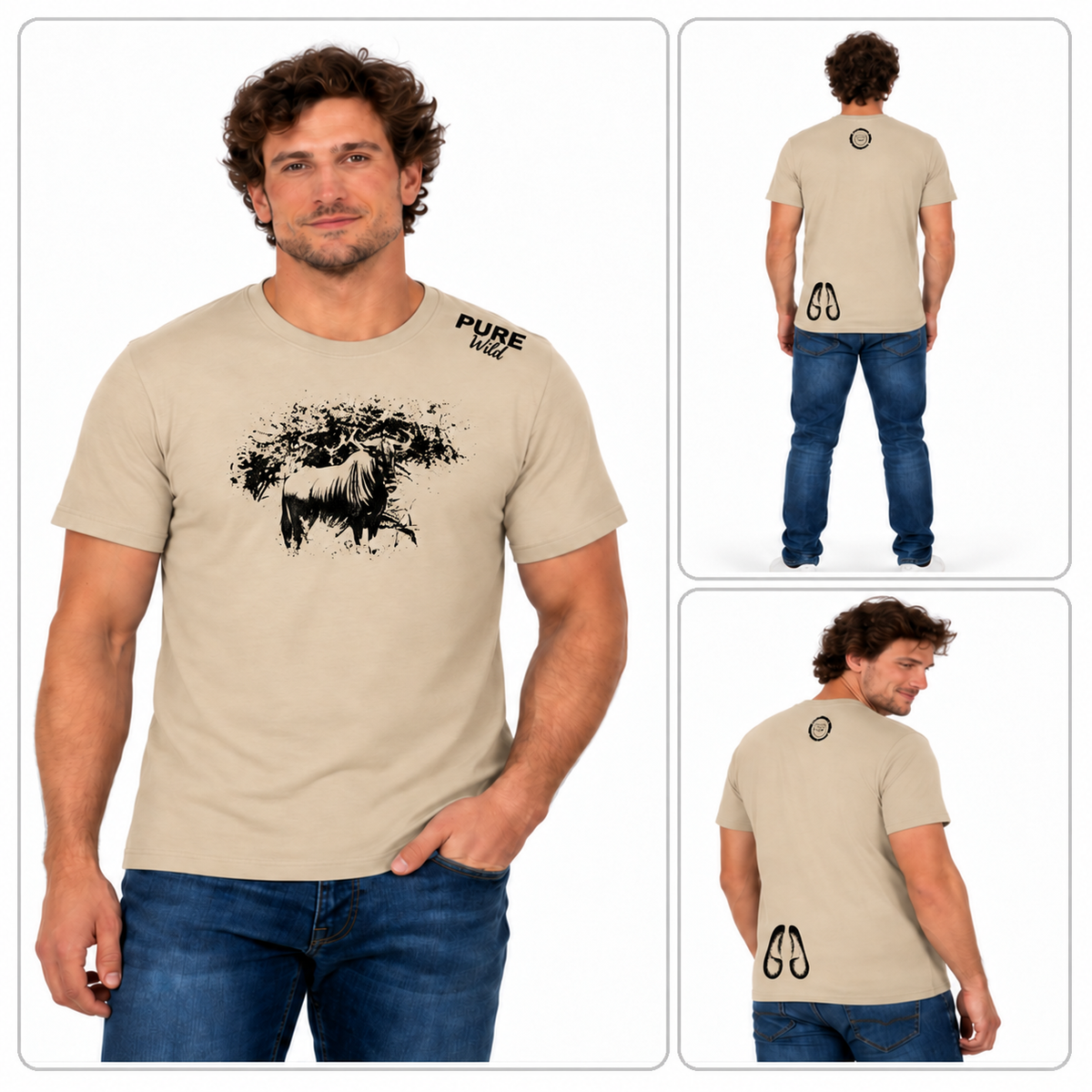 Blue Wildebeest men's T-shirt – alternate product view 4