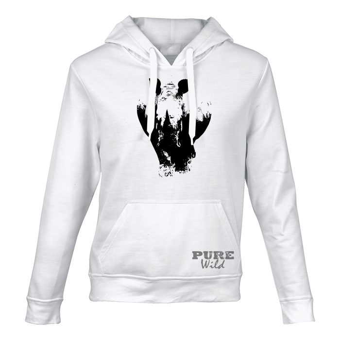 White Rhinoceros Hooded Sweatshirt for Him and Her