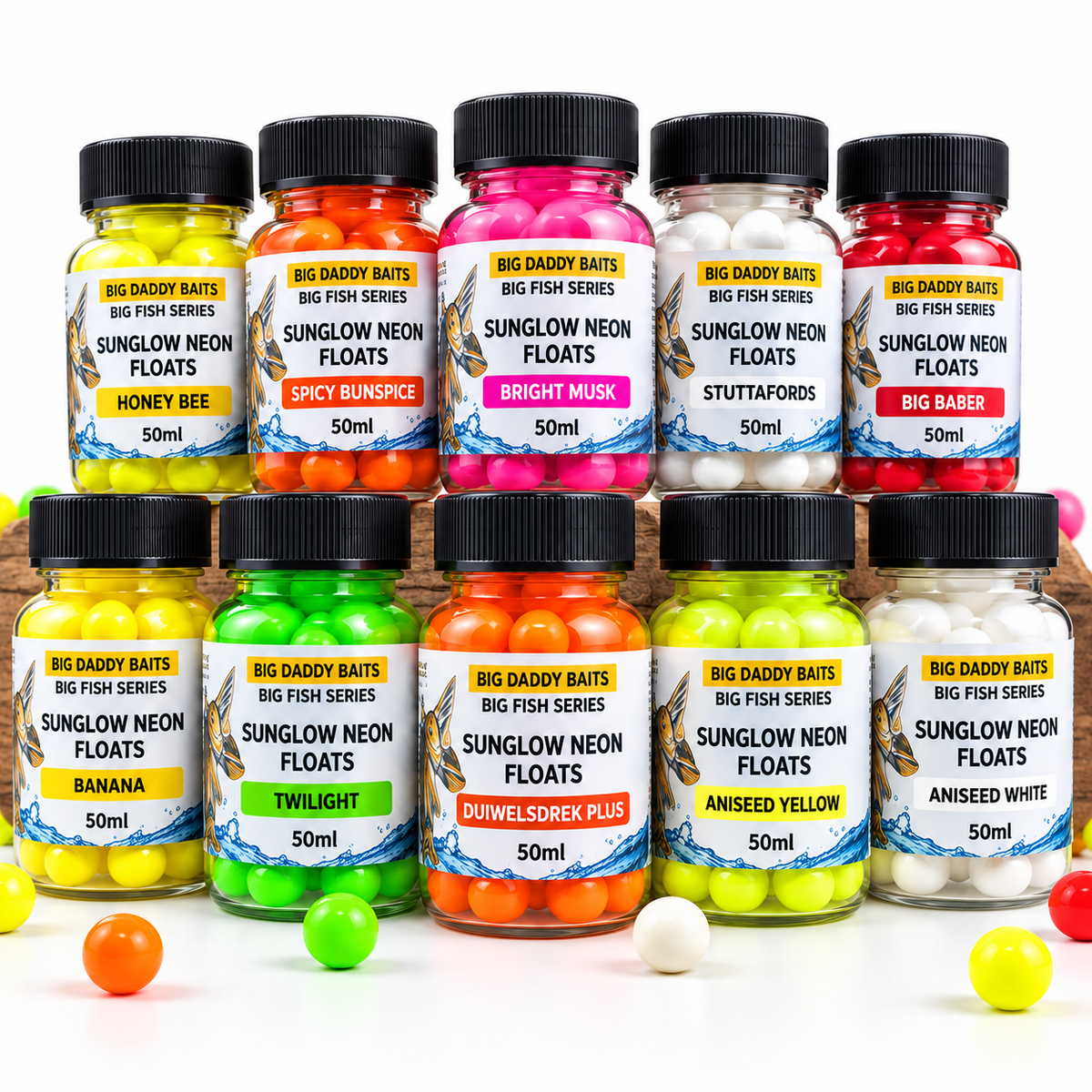 Big Daddy Baits Sunglow Neon Floats 50ml current flavour range